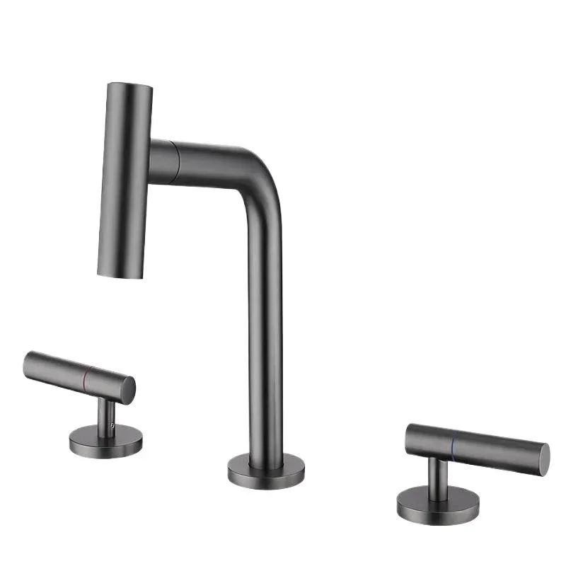 

Double open pull-out faucet 3 hole wash basin rotating bathroom cabinet faucet