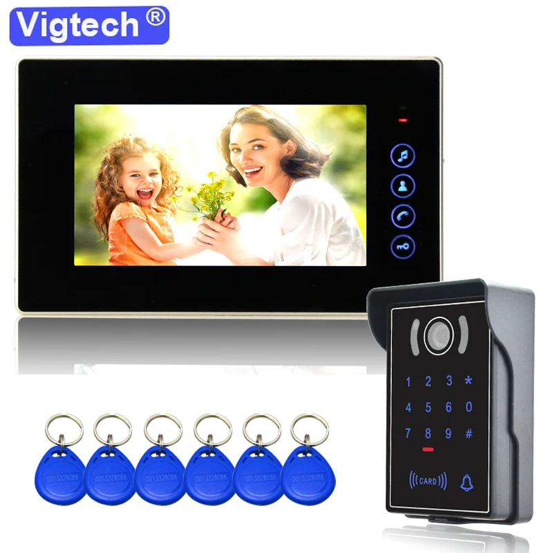 

7Inch Wired Video Intercom Home System For Apartment Ring Doorbell IR Night Vision IP65 Camera Password FRID Card Access Control