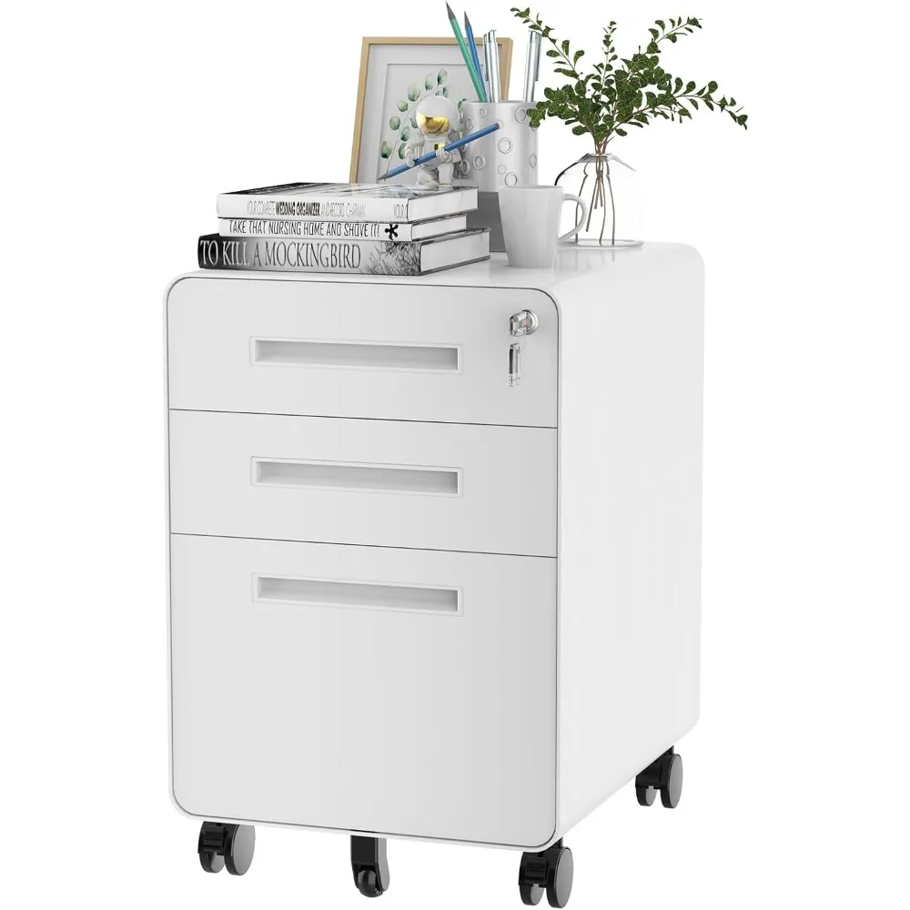 Mobile File Cabinet for Home Office 3 Drawer File Cabinet Under Desk Storage Filing Cabinet for Legal/Letter/A4 File