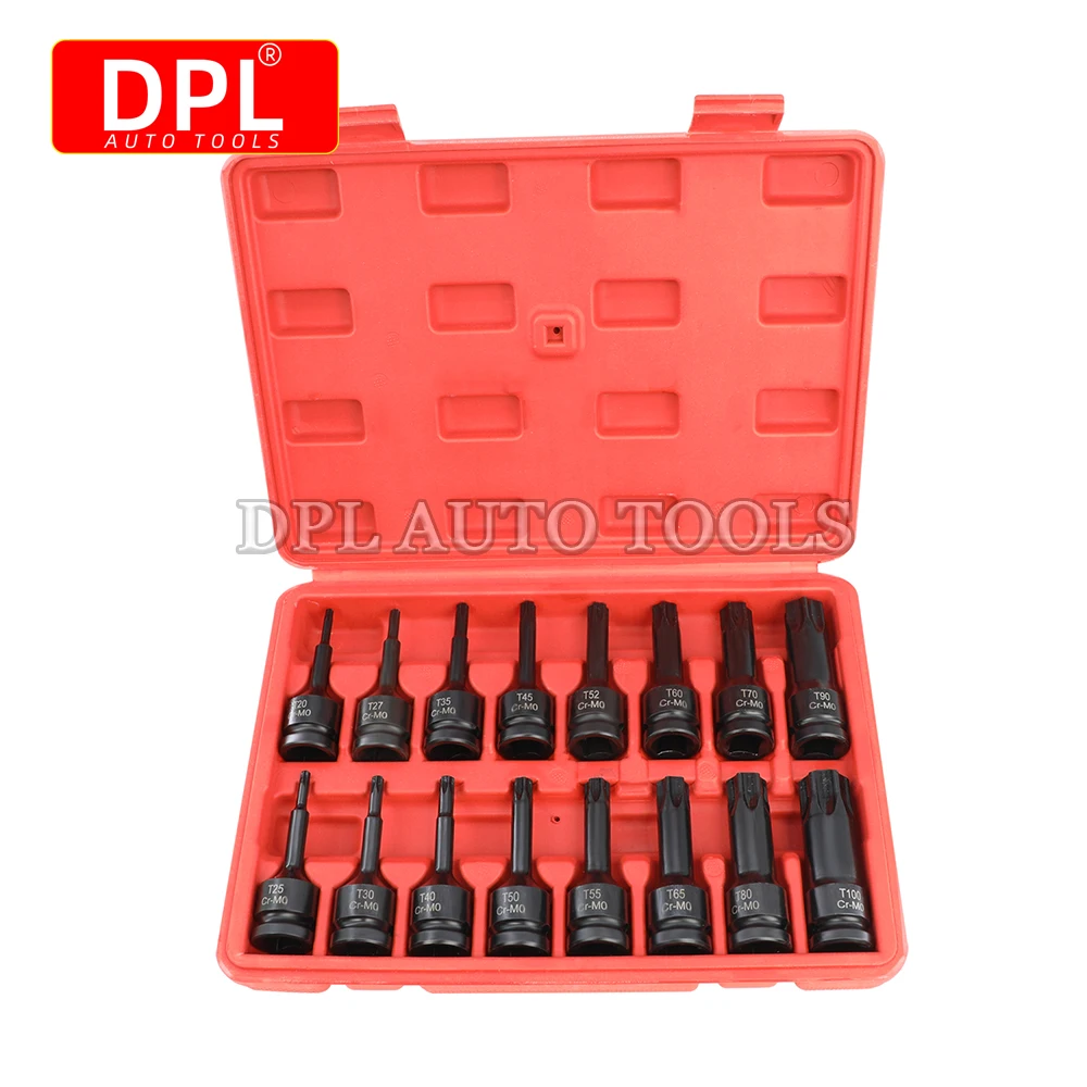 16 PCS 1/2 Impact Socket Spline Bit Set Torx Driver Impact Socket Set