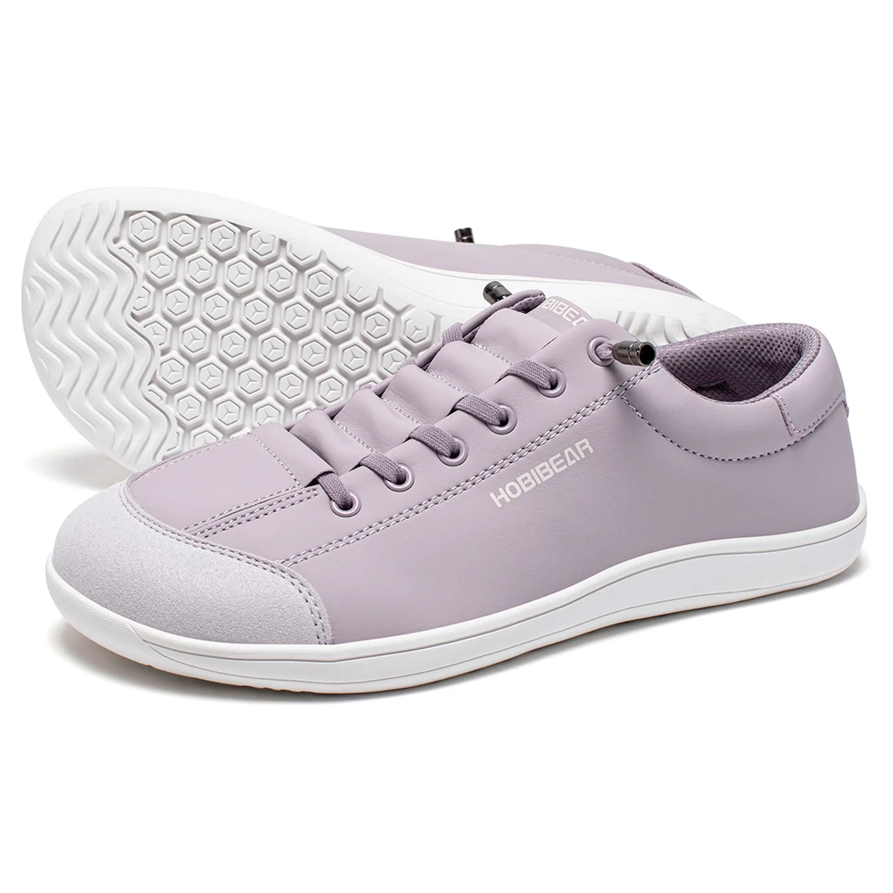 HOBIBEAR Barefoot Shoes Unisex Wide Toe Artificial Leather Sneakers Zero Drop Slip On Outdoor Lightweight Comfortable Shoes