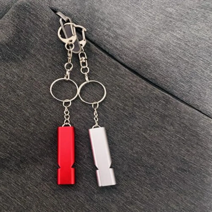 Noodfluit 2-pack veiligheids- en reddingsfluit met sleutelkoord, sleutelhanger, hooggetrokken dubbele buis, geschikt voor buitenwandelkamp