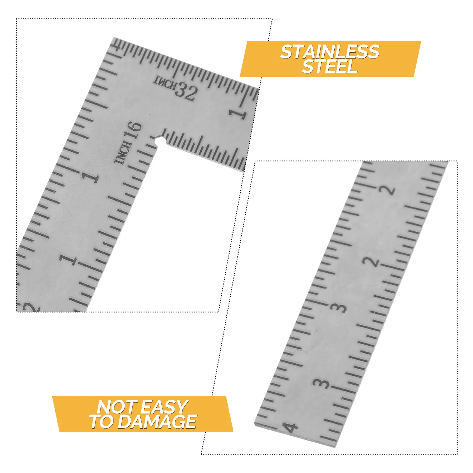 Mini Stainless Steel L-Shaped Square Ruler 4x2 Inch Multifunctional Geometry Measurement Tool for Woodworking Carpentry