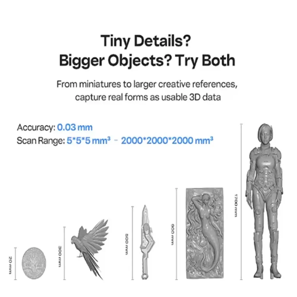 Creality Pika 3D Scanner Portable 0.03mm Accuracy 110FPS High Speed Mini 3D Model Maker for 3D Printing