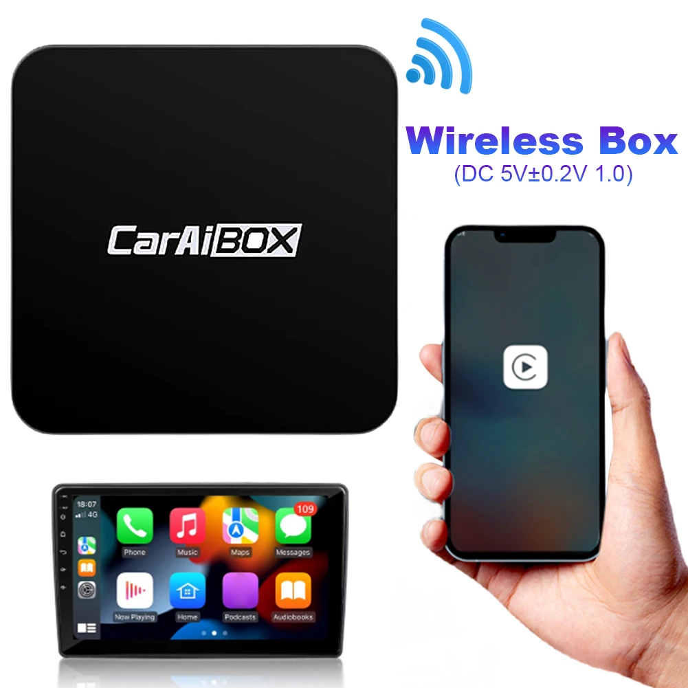

Wireless CarPlay Android Auto CarPlay AI Box Wired To Wireless 2 in 1 Box Bluetooth-Compatible WiFi 4-Core CPU USB Plug and Play