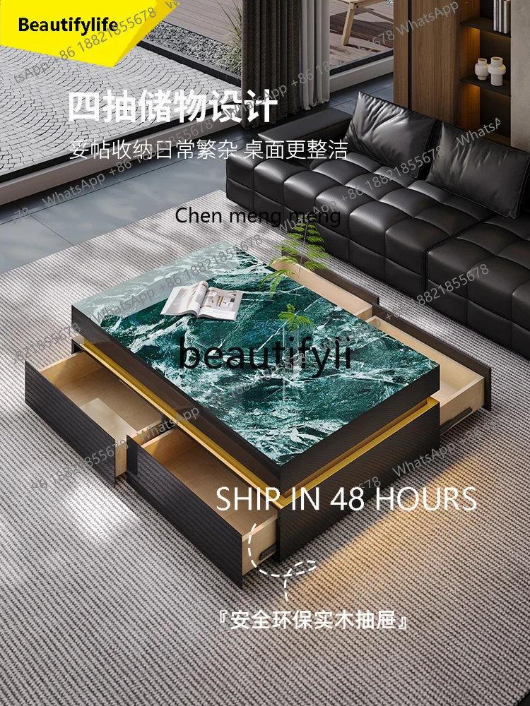 

2003 Coffee Table Living Room Light Luxury High-end Italian Minimalist Villa High-end Luxury Stone Coffee Table