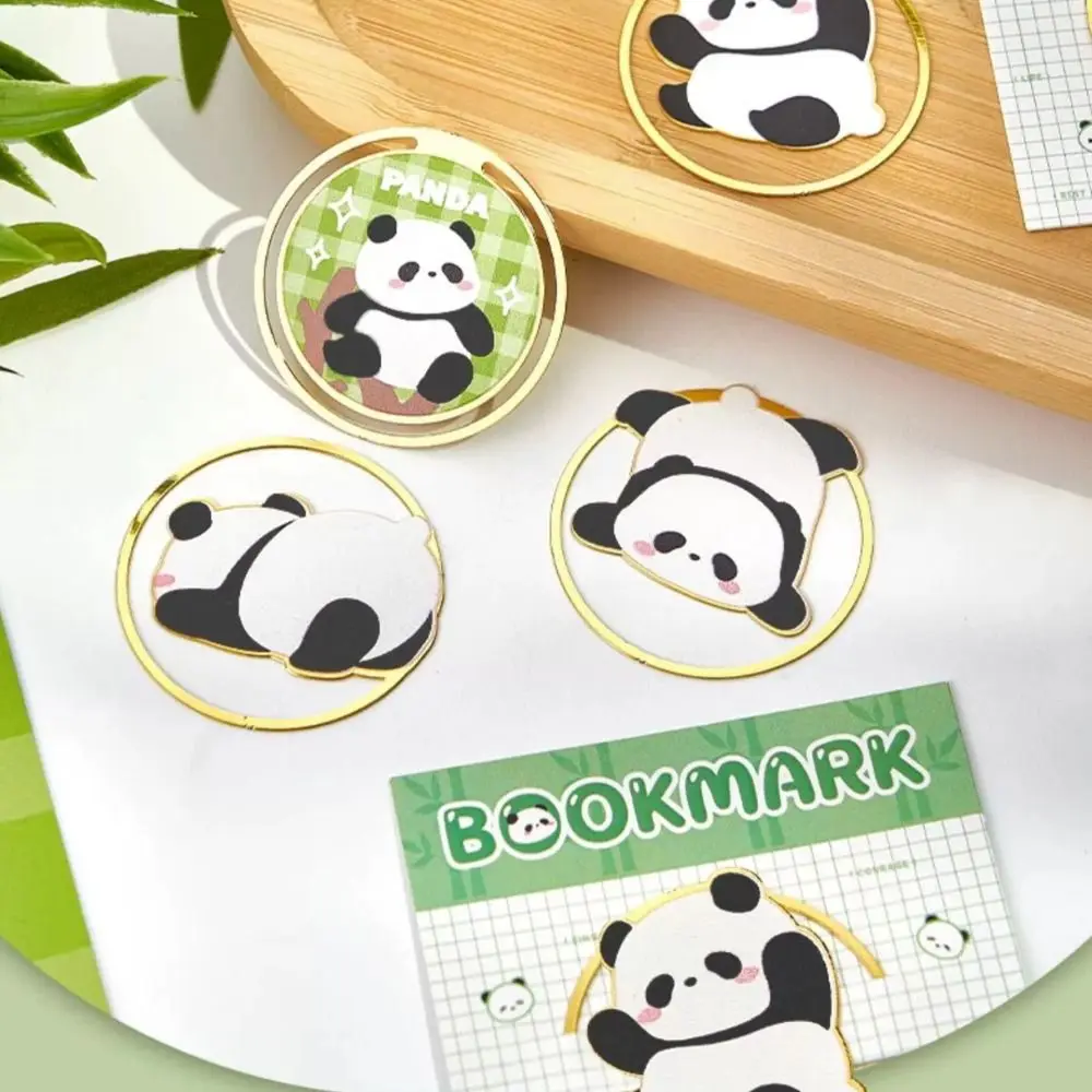 4Pcs School Supply Kawaii Panda Brass Bookmark Classical Creative Metal Bookmark Cute Book Page Clip School