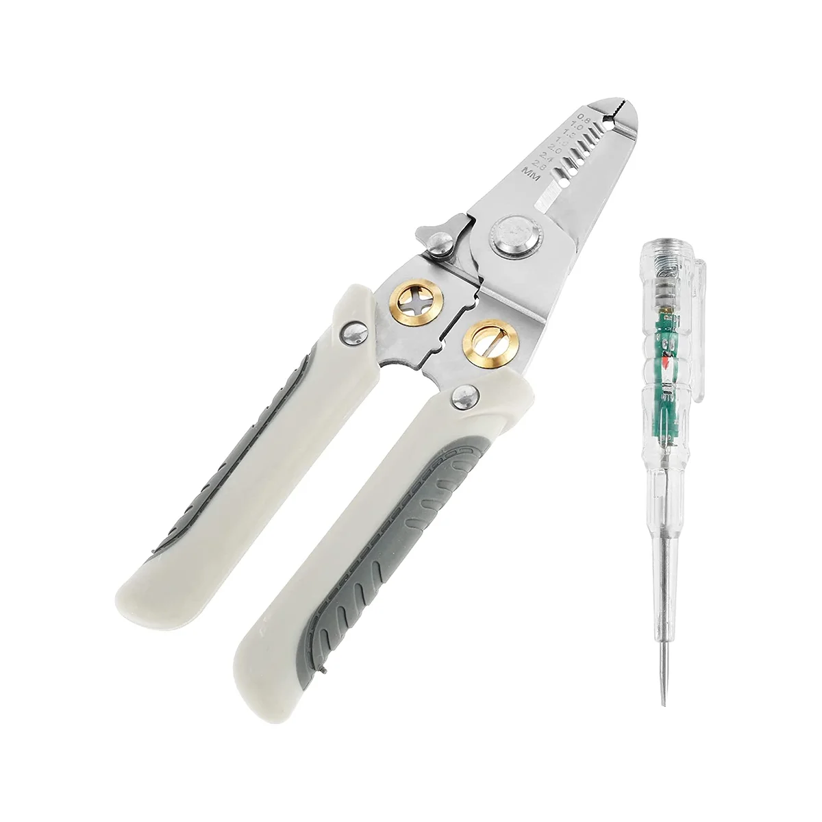 

Multifunction Wire Plier Tool, 6-in-1 Wire Strippers, Wire Splitting Pliers with An Electrical Tester Pen Screwdriver B