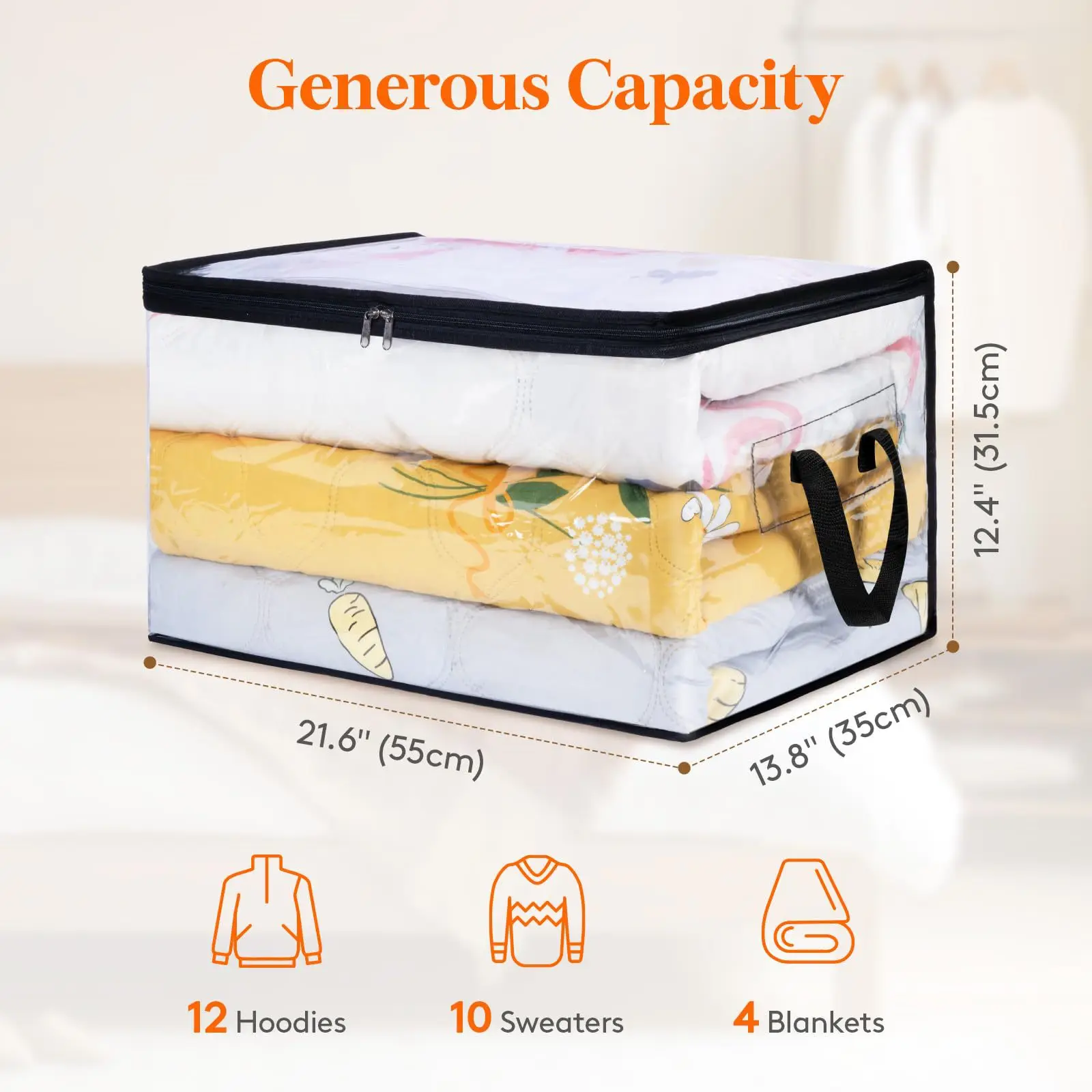 

New PVC Waterproof Clothes Storage Bag with Reinforced Hand Large Capacity Organizer for Closet Quilt Household Organizer Bag