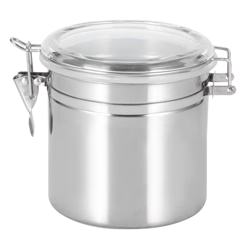 Stainless Steel Airtight Coffee Container 750ml/950ml/1150ml/1500ml Locking Clamp Bean Storage Jar Kitchen Organization Jar