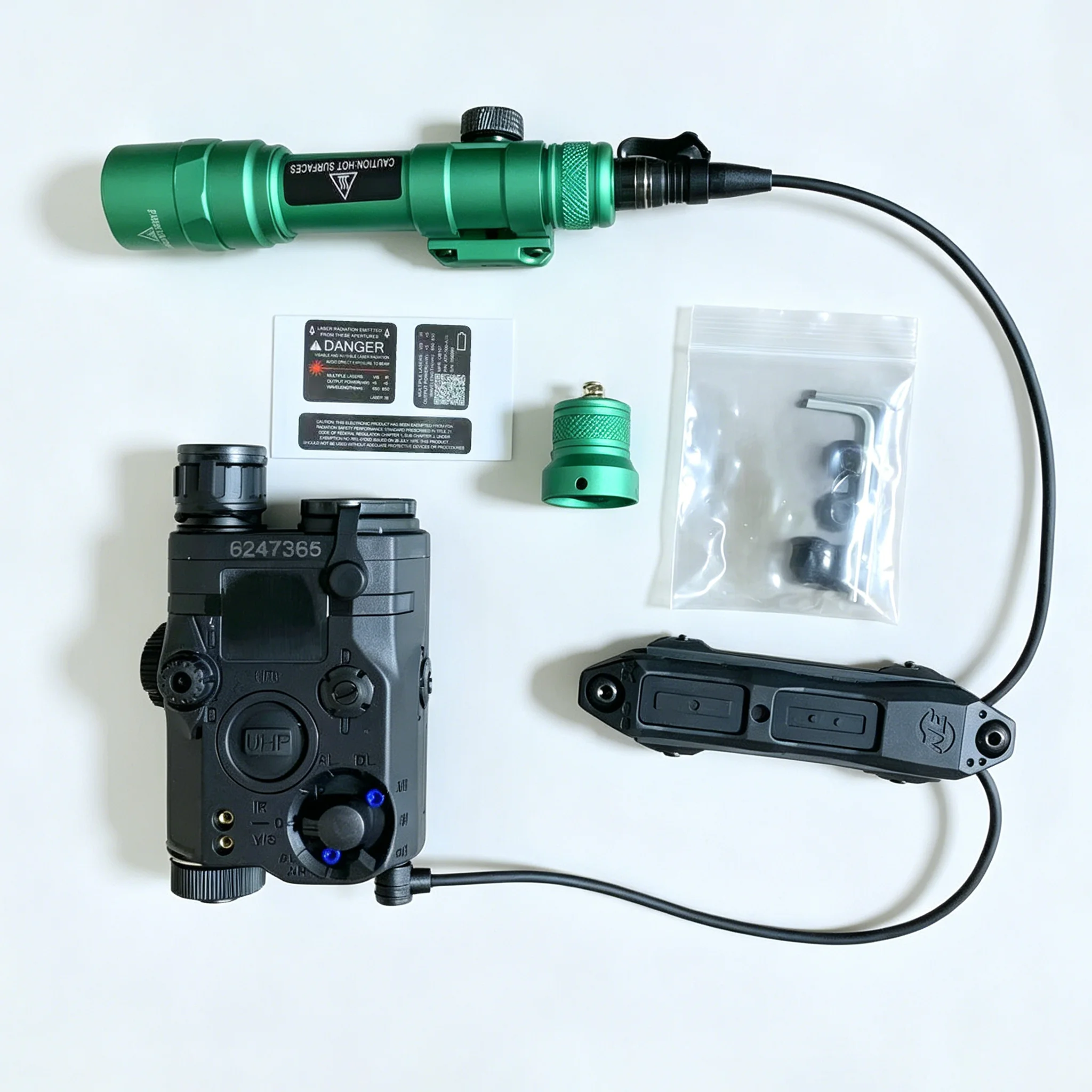 PEQ15 Red Laser Sight with Dual Control Rat Tail Switch for M600B Multi-Color Tactical Flashlight Compatible PEQ15 Laser Pointer