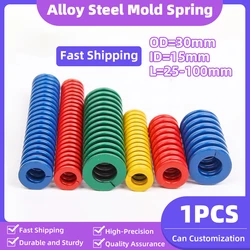 Creamily 1PCS Compression Spring Loading Die Mold Spring 30 x 15 x L Spiral Stamping Springs OD30mm ID 15mm Length 25-100mm
