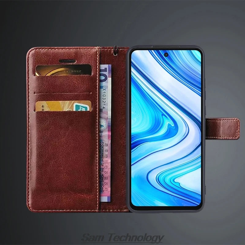 Card Holder Cover Case for Xiaomi Redmi Note 9s / Note 9 Pro Max Pu Leather Flip Cover Retro Wallet Case Business Fundas Coque
