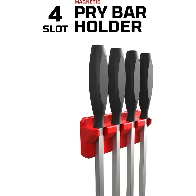 4 Slot Pry Bar Holder with Mounting Holes Non-Marring TPEE Low Profile Design Organization