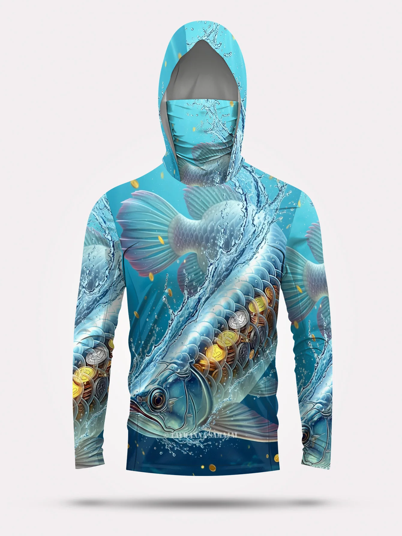 2026 Summer New Style Men's Long-Sleeved Shirt with 3D Small Fish Print for Sporty and Casual Wear Comfortable Soft Breathable image 4