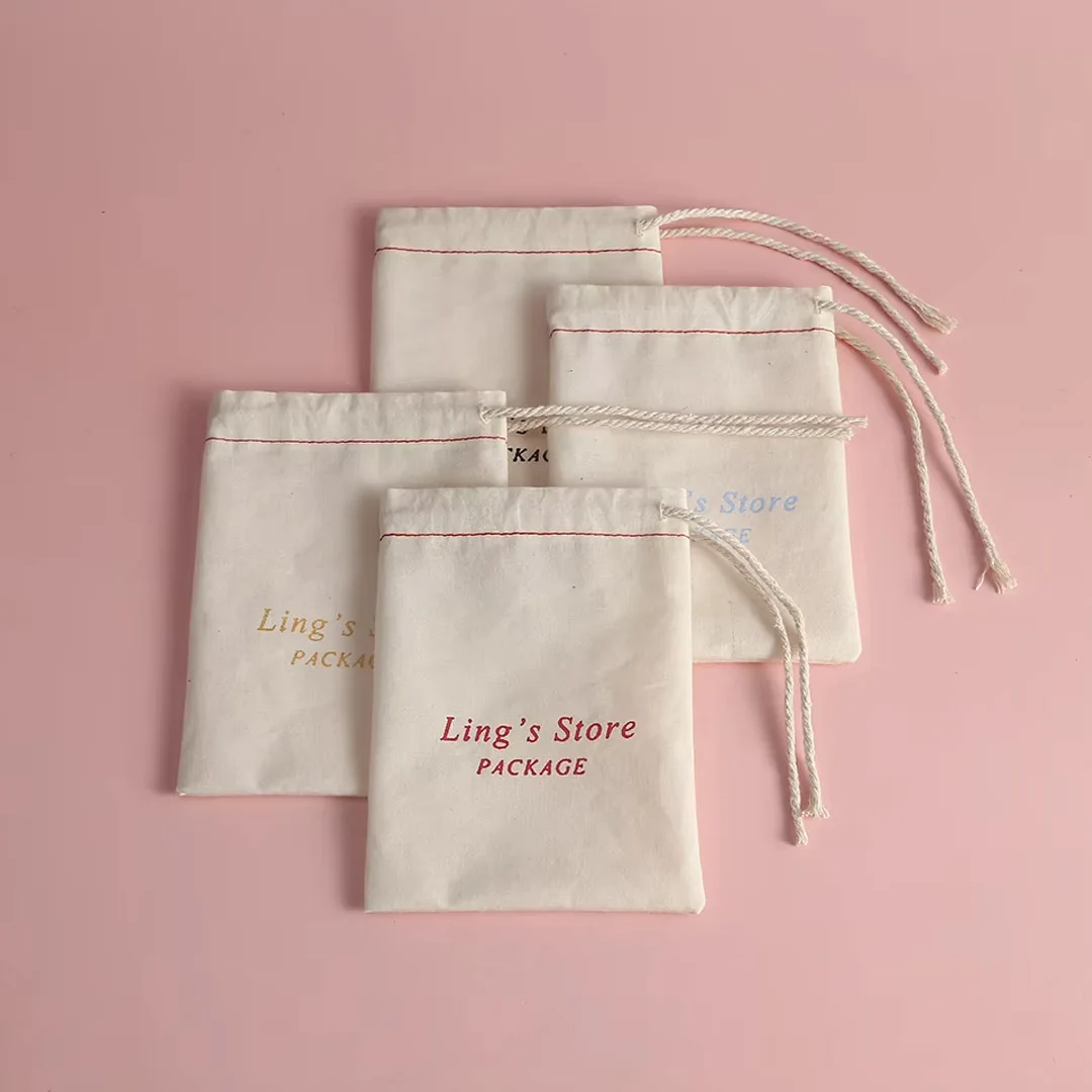 100Pcs Burlap Jewelry Muslin Canvas Bag Wedding Organic Gift Packaging Bag Drawstring Natural Cotton Jewelry Ring Earring Pouch