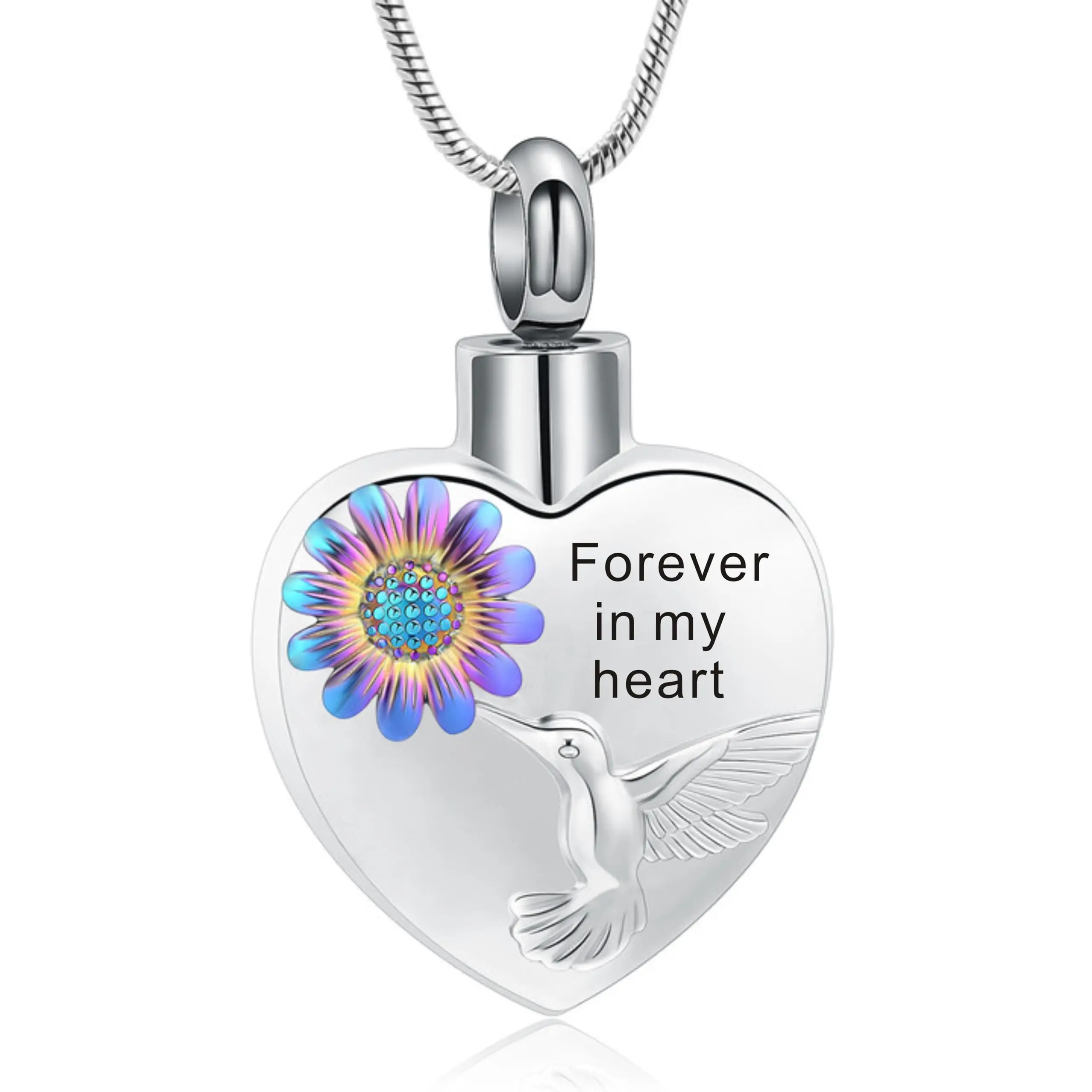 Heart Urn Necklace for Ashes Sunflower Bird Cremation Jewelry Keepsake Stainless Steel Memorial Pendant Gift for Women