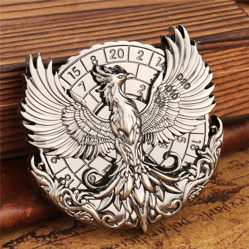 Antique Phoenix Metal Dice Fingertip Roulette Spinner 7-In-1 Dice Turnable Rotating Roller Dungeons Role Play Game Wedding Gift