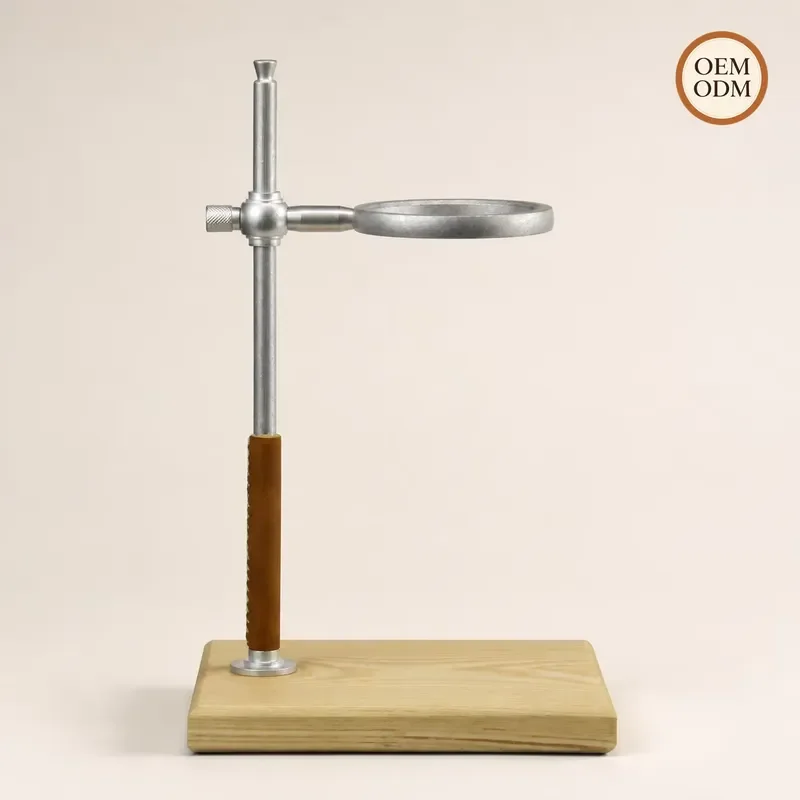 Adjustable Hand Brewed Coffee Drip Holder 75mm Ring Stand Solid Wood Base OEM ODM Custom Service for Home Barista Brewing