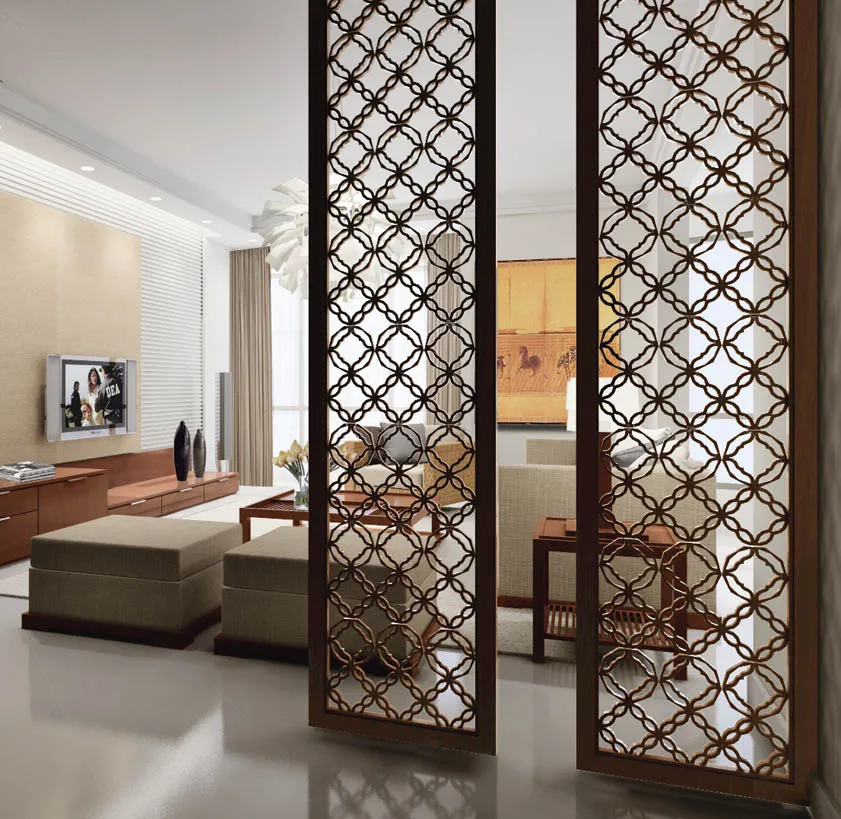 Chinese Style Hotel Restaurant Room Partition Room Divider Customized Hotel Lobby Wall Panel Aluminum Window Screen Grille