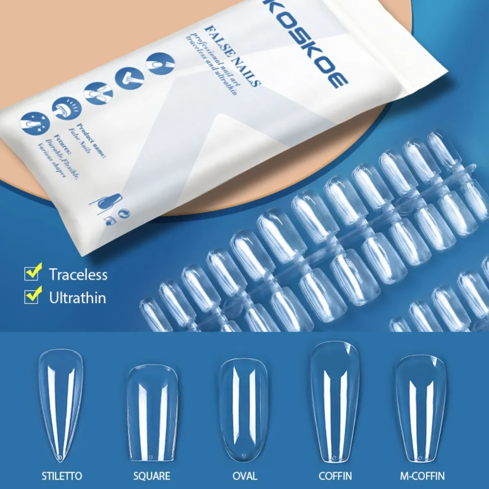 

120pcs New Semi-Matte False Nails Almond Square Nail Extension Coffin Semi-Frosted Nail Tips