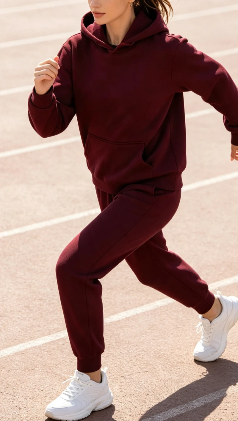 Women's Autumn and Winter Daily Sports Suit Solid Color Hooded Sweat Drawstring Waist Pants Outdoor Leisure Sports