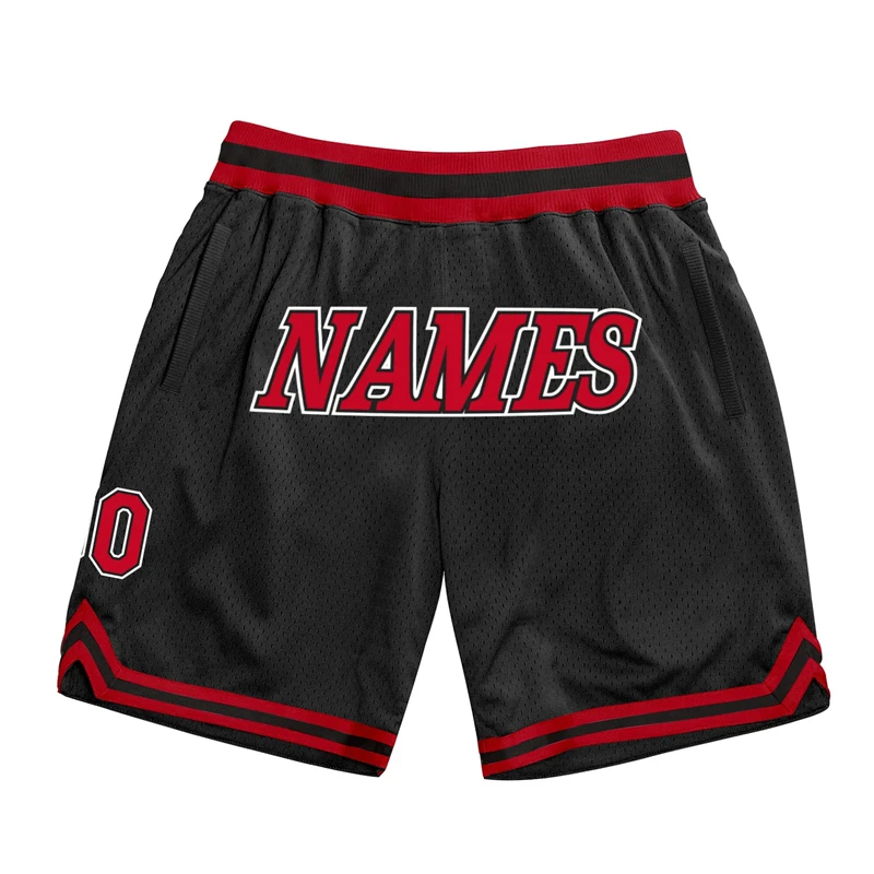 Fashion Black Basketball Shorts For Men Custom Team Name Number Logo Personality Beach Shorts Casual Oversized Sports Shorts