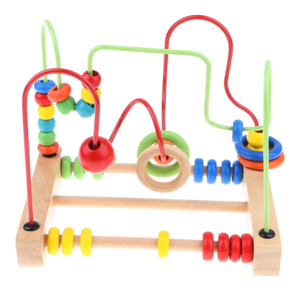 Colorful Wooden Round Bead Maze Roller Game Preschool Educational Toy Birthday Christmas Gift