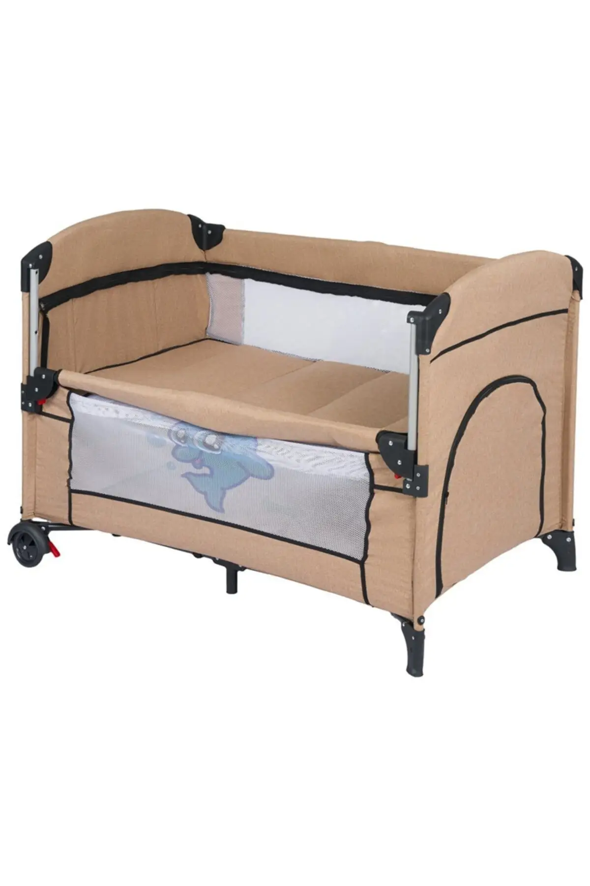 Dolfijn Moeder Yanı Box Wieg 70X120 Cm. -Beige
