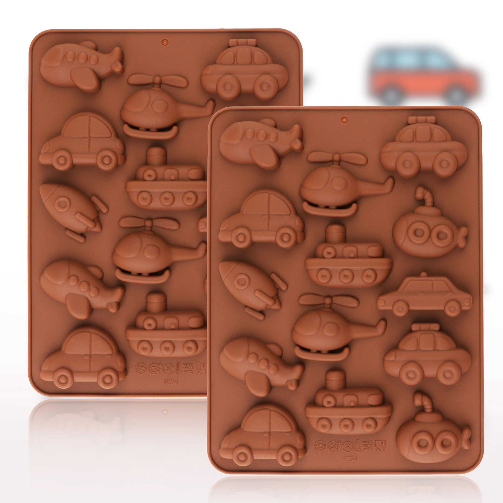 Silicone Molds for Chocolates - Variety of Transportation Shapes Including Cars Planes Boats And Spaceships for Baking Cookies