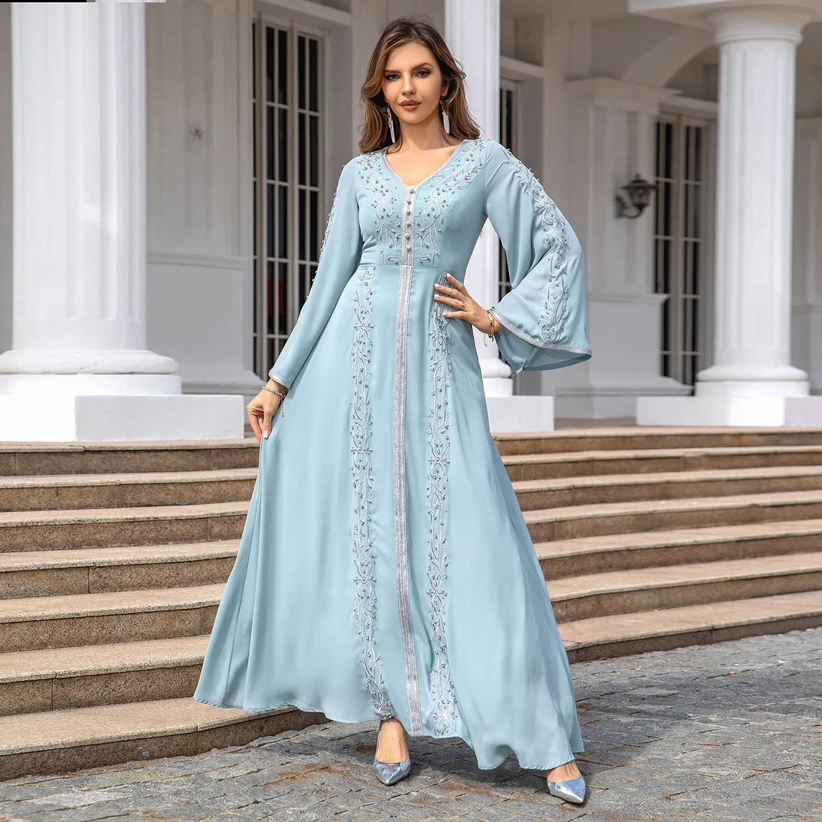 

OME Muslim Robe Women's Abaya Dubai Robe Embroidered Dress