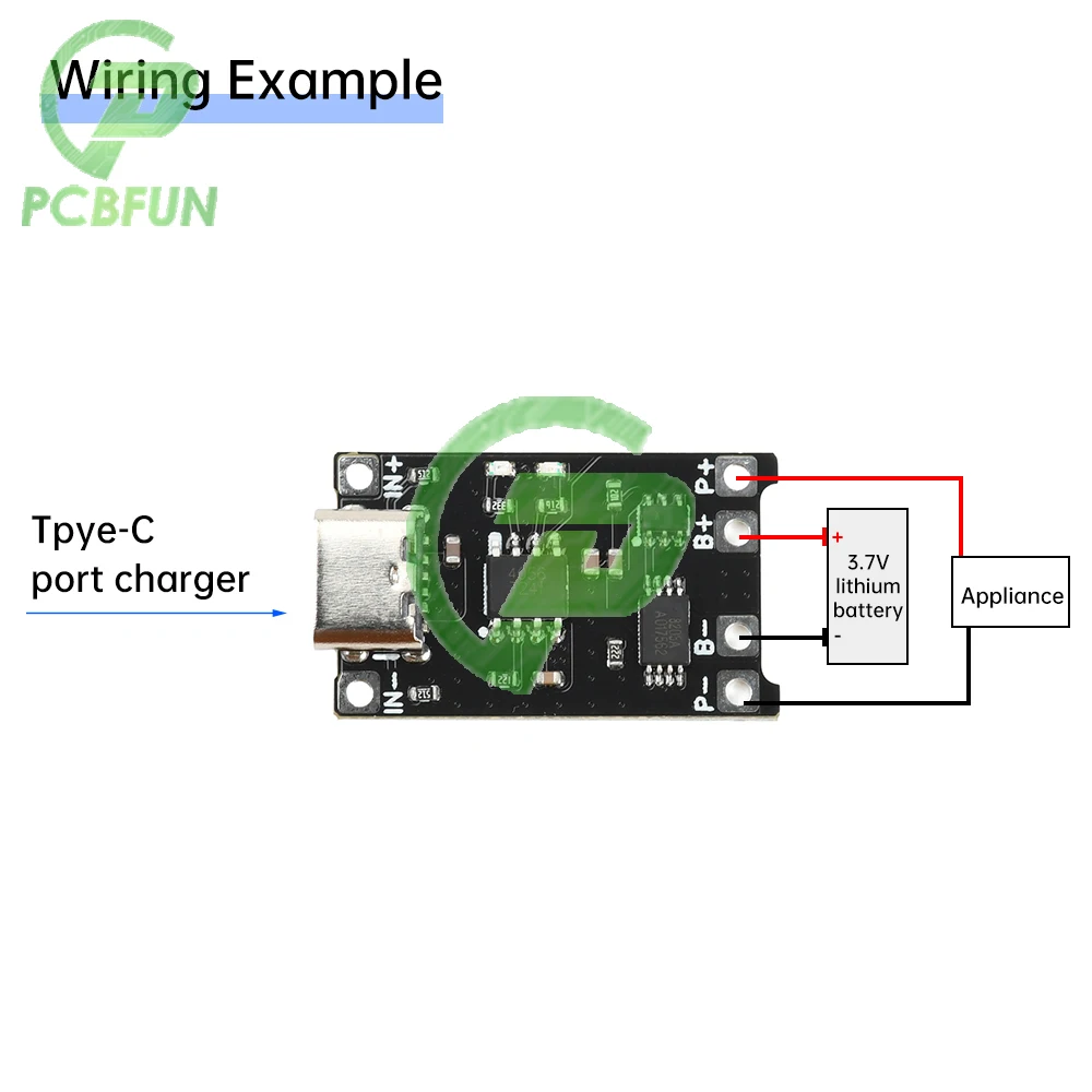 

TP4056 Li-ion Battery Charging Module DC 4-8V 1.2A Type C Charging Board with 2-in-1 Protection for Electronic Products