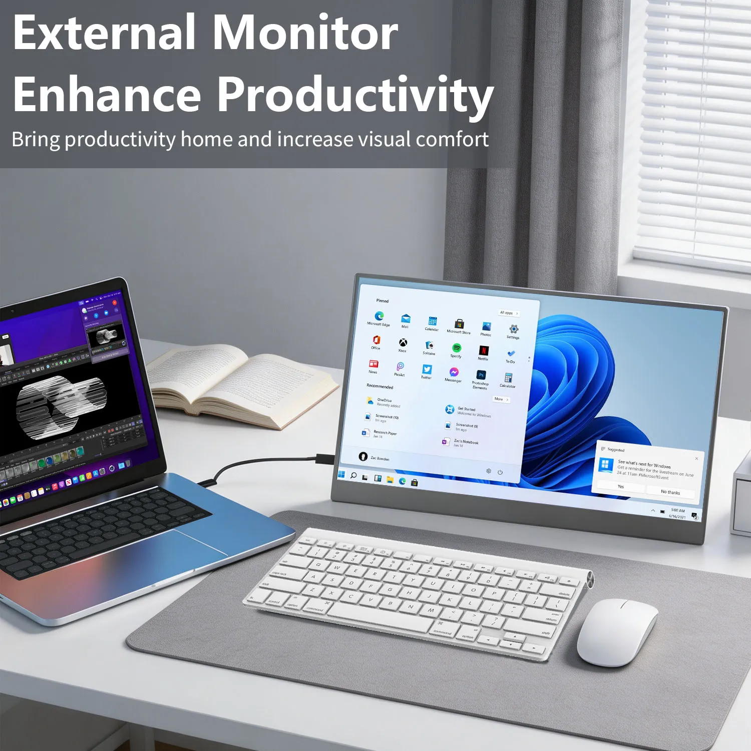 MAFNKOU 14 Inch Portable Touch Monitor FHD 1080P Laptop Computer Extend Monitors Gaming Secondary Screen