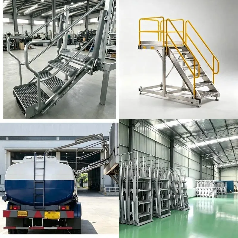 Wholesale Heavy Industrial Folding Stairs with Safety Cages for Fall Protection and Platform Access