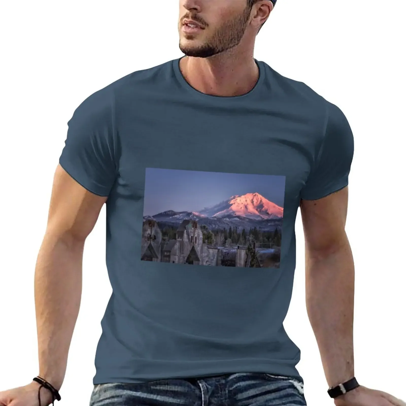 A New Day at an Old Site concrete ruins at the base of Mt. Shasta T-Shirt plus size tops mens t shirts pack