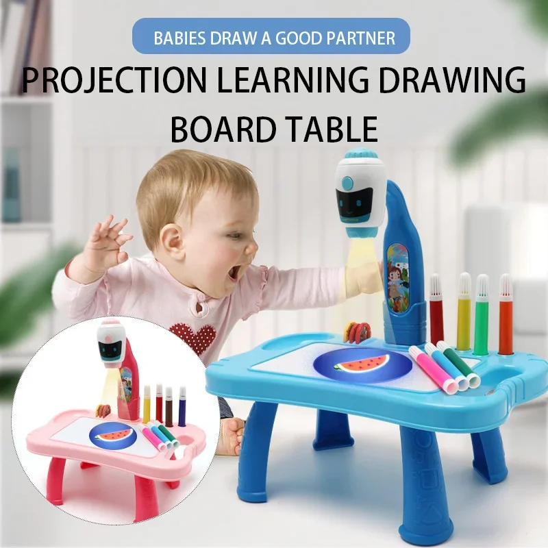Led Projector Painting Art Drawing Children Table Light Toy for Kids Painting Board Desk Educational Learning Paint Tools Toys