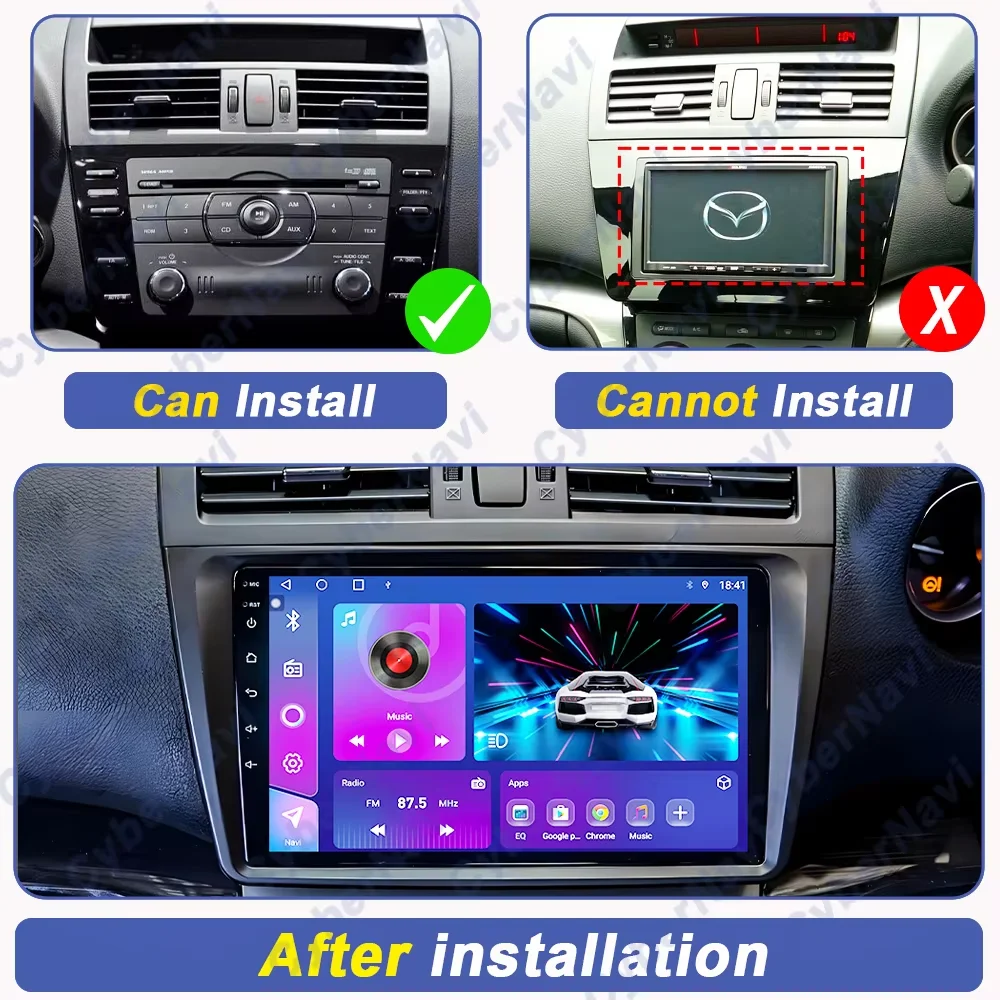 Android 16 For Mazda 6 GH 2008 2009 2010 2011 2012 2012 Carplay Auto Car Radio Multimedia Video Player Navigation 4G No 2Din DV
