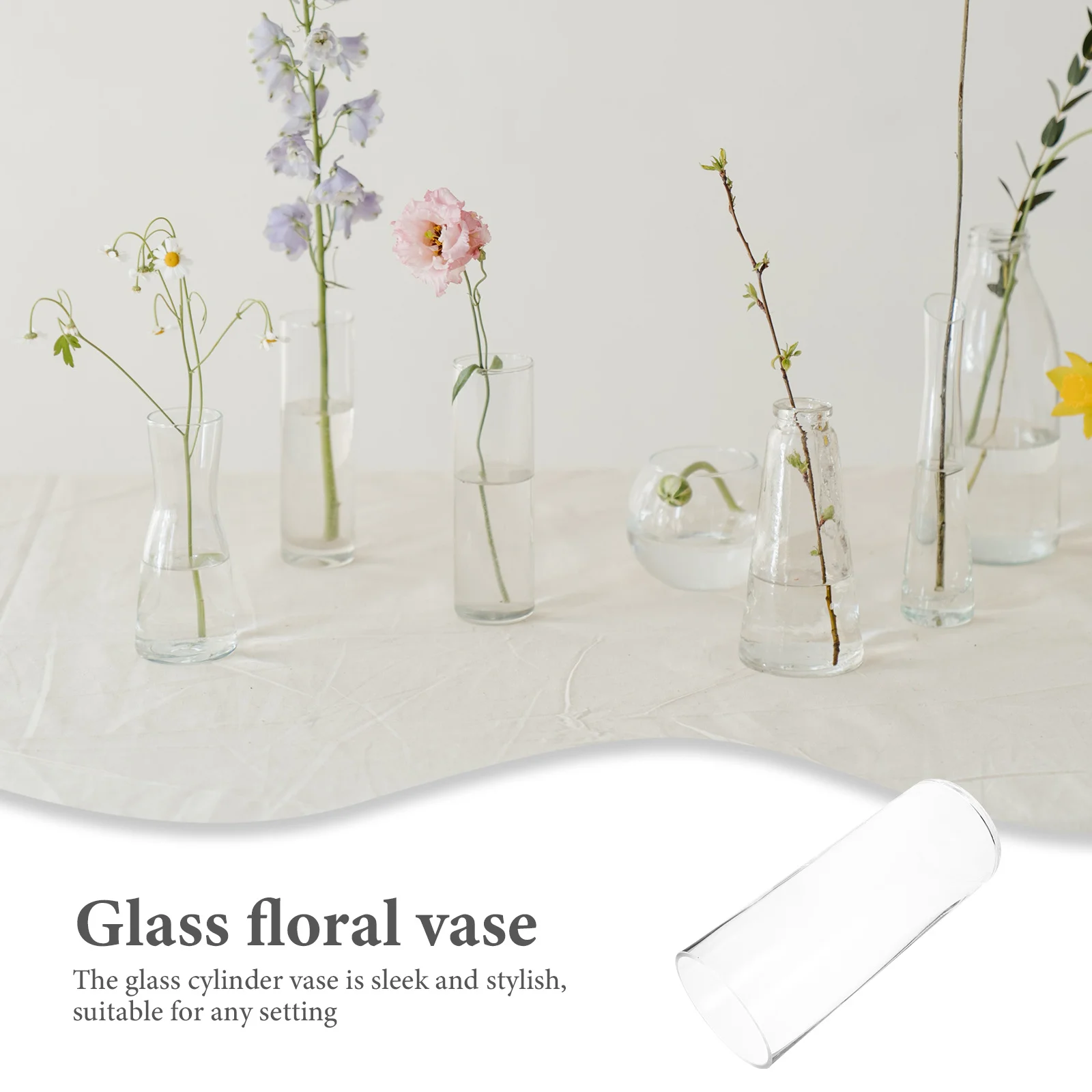 

Thickened Clear Glass Cylinder Flower Vase Hydroponic Planter Decorative Vase for Home Office Glass Flower Container