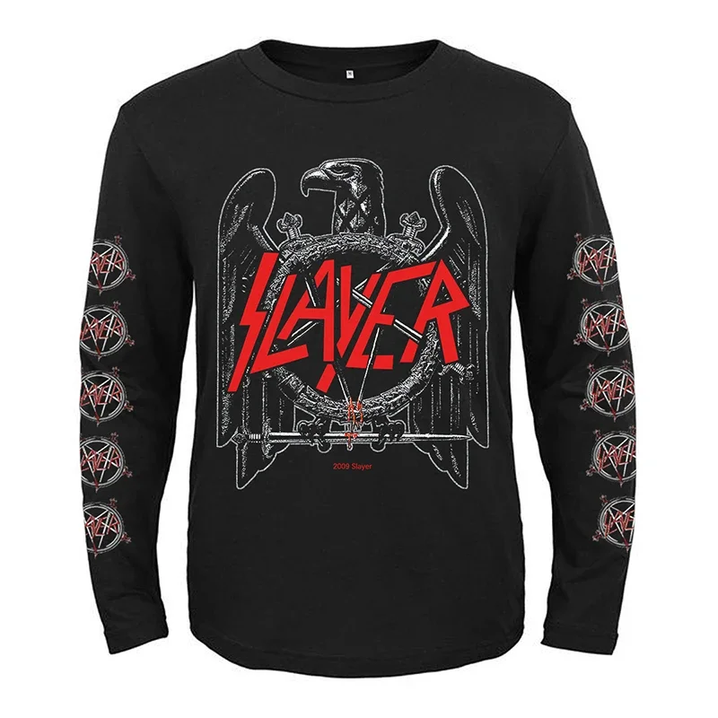 Slayer Show No Mercy Long Sleeve T Shirt Mens Vintage Tshirt Harajuku Streetwear Hip Hop Cotton T-Shirt Tee Tops