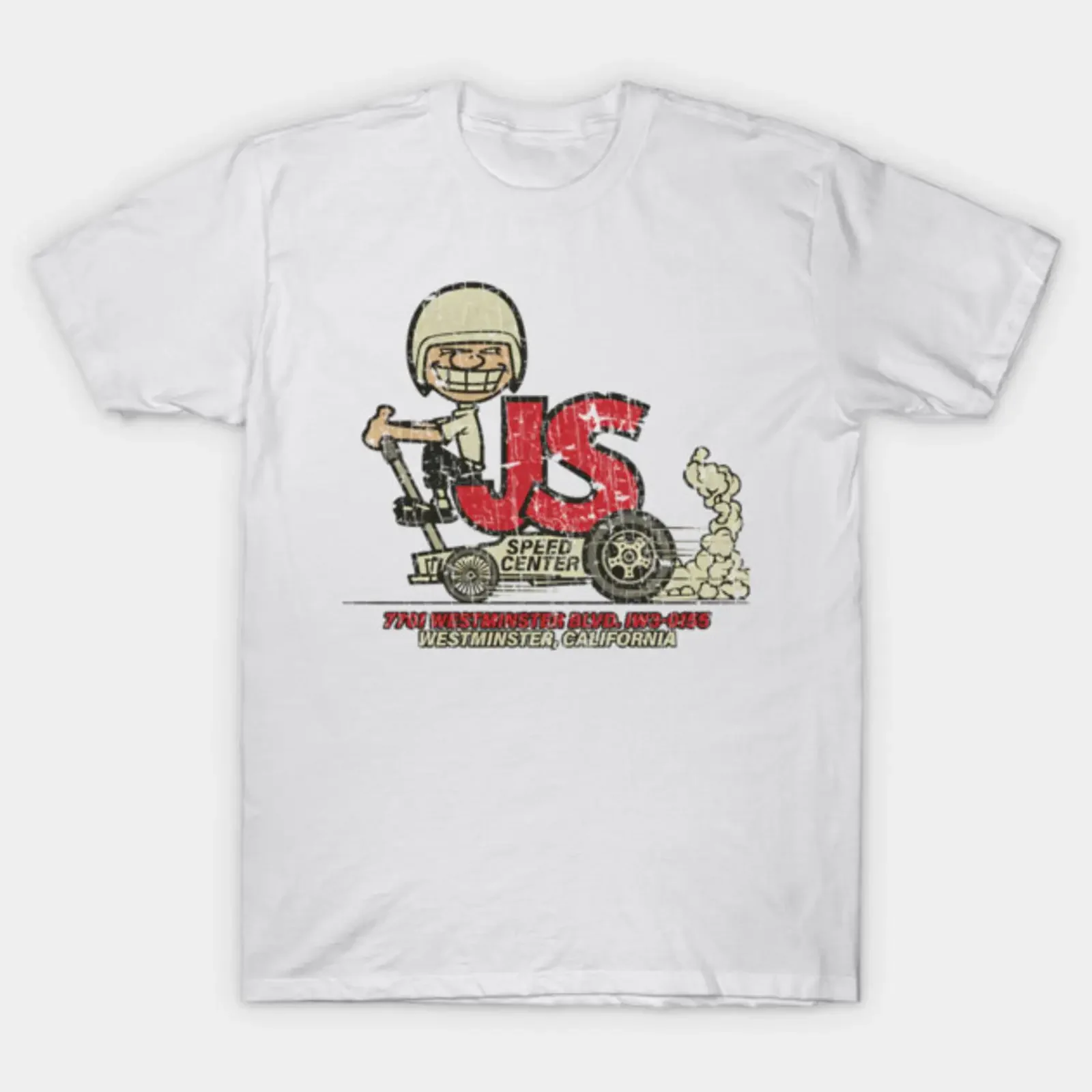 JS Speed Center 1958 T Shirt vintage Washed Soft fashion designer clothes streetwear Breathable Slightly Casual Comfortable