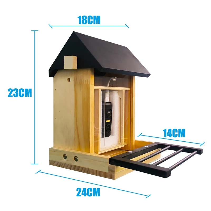 Solar Outdoor Induction Birdwatching Device Remote Recording Night Vision IP66 Waterproof 1080P Smart Bird Feeder WiFi Camera