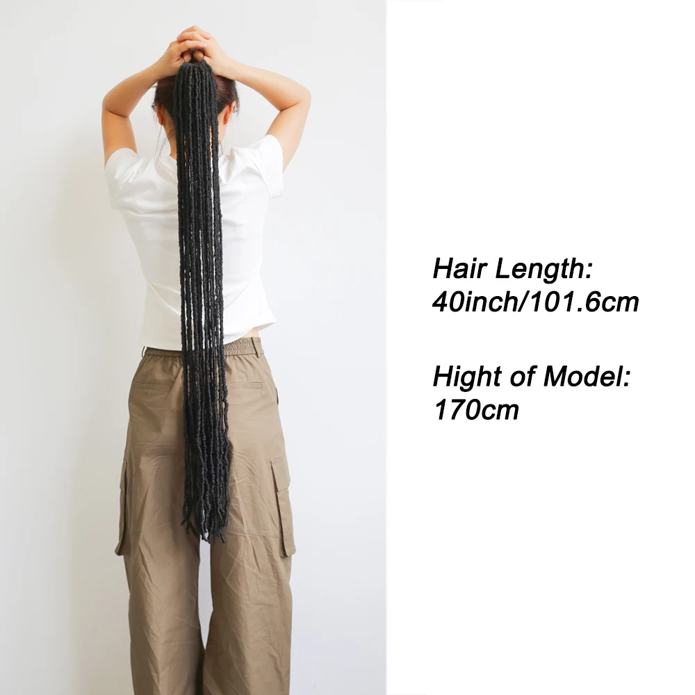 Nu Locs 36–40 Zoll schwarze Faux Locs-Verlängerung, 21 Stränge, weiche Göttin, synthetisches Flechten, Dreadlocks-Haar für Frauen, Häkelhaar