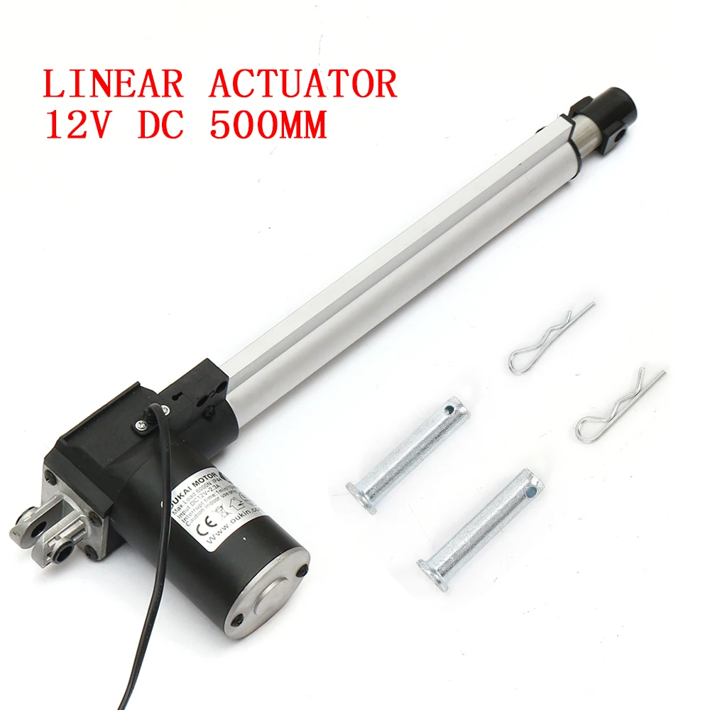 Linear Drive 12 V DC Linear Motor Linear Actuator 500 mm Hub Electric Motor, 600 kg Pressure, 400 kg Pull, IP44 Protection Class