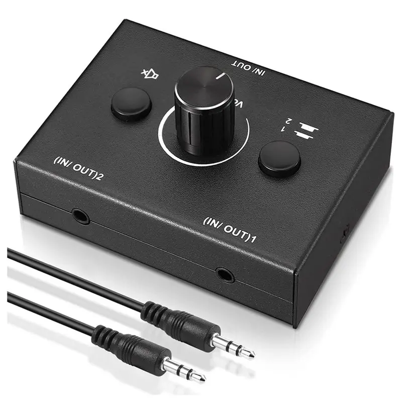 5Pcs 3.5Mm Audio Switcher, 2 Input 1 Output/1 Input 2 Output Audio Splitter Switcher, Audio Switcher Box