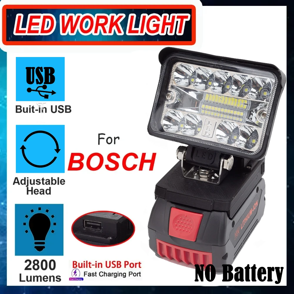 

For BOSCH 18V 20V Max Lithium Battery LED Work Light w/USB Output Wireless Rechargeable(NO Battery )