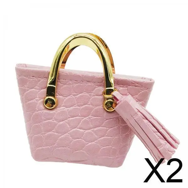 

2x Miniature Tote Bag for 1:6 Figures, PU Leather Handbag for Women Scene Decor