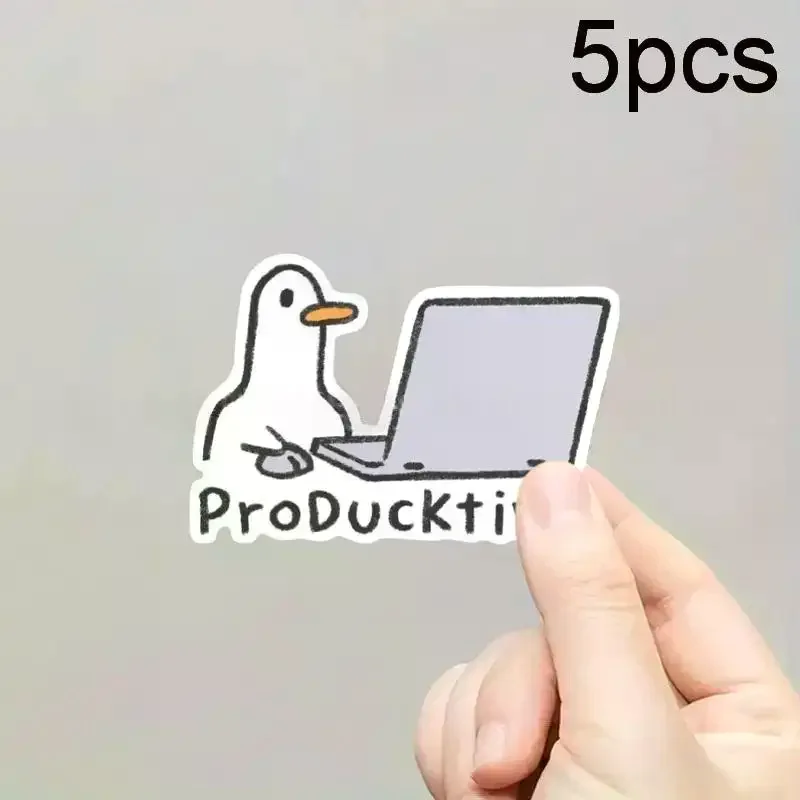 5Pcs Removable Laptop Waterproof Decals Cute Goose Laptop Stickers Notebook Computer DIY Decoration Gift For Adults