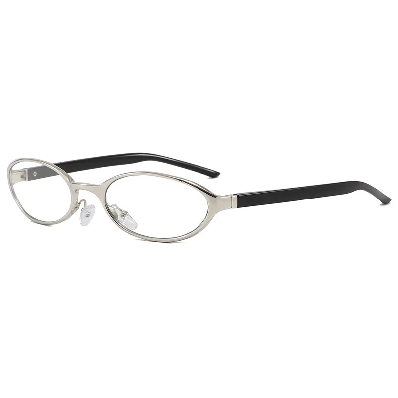Delicate Thin Rim Oval Sunglasses With Metal Frame Design Portable Frame Lightweight For Daily And Outdoor image 4