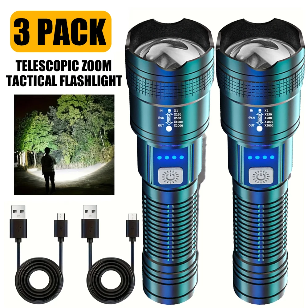 

Super Bright LED Flashlight with Built-in 1200mAh Battery Charging Outdoor Camping Lighting Torch Night Fishing Hunting Lantern