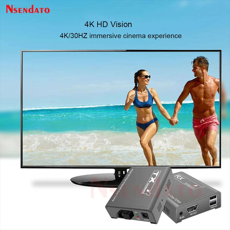 4K HDMI KVM USBエクステンダー 光ファイバー経由20Km HDMIビデオオーディオ送受信機キット キーボードマウススイッチ PS4 TCP対応